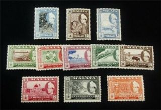 Nystamps British Malaya Trengganu Stamp 75 - 85 Og Nh $73 J15y3130