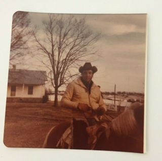 Elvis Presley Rare Vintage Candid Kodak Photo Horseback At Graceland