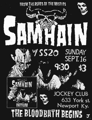 1980s Vintage Punk Flyer Rare Misfits Samhain Ss20 - Jockey Club Ky Show
