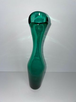 Mid Century Modern Aseda Glasbruck Glass Vase Green Vintage - 11 inch - 1960 ' s 2