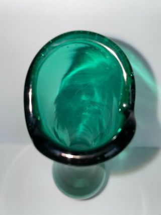 Mid Century Modern Aseda Glasbruck Glass Vase Green Vintage - 11 inch - 1960 ' s 3
