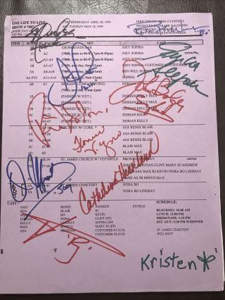Autographed One Life To Live Script From Cast