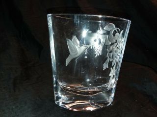 Lead Crystal Hummingbird Etched Design Vase Made In Czech Epublic 3783