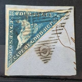 Cape Of Good Hope 1853 - 1864 On Paper Triangle 4d Blue Unchecked For Type
