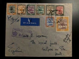 Sudan 1940 Censored Airmail Cover On To Englang Sg 37 - 44 Milford On Sea