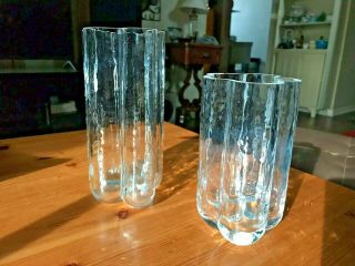 Vintage Art Glass Vases Mid Century Pair