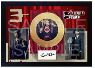 Eminem Music To Be Murdered By Mini Gold Vinyl Cd Record Signed Framed Print