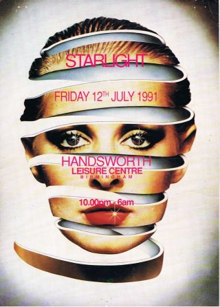 Starlight Rave Flyer 3/7/92 A4 Handsworth Leisure Centre B 