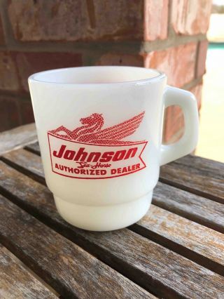 Old Johnson Sea Horse Outboard Motors Dealer Fire King Advertising Coffee Mug
