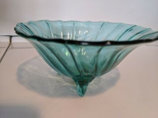 Jeannette Glass Company Depression Ultramarine Swirl 3 Footed Bowl/candy Dish