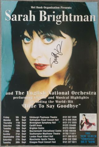 Sarah Brightman Signed Poster From Edinburgh Playhouse,  1997