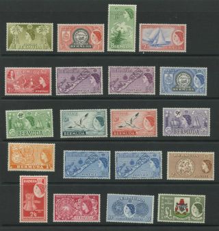 Bermuda 1953 - 58 Qeii Issue Complete Sc 143 - 162 Vf Mnh