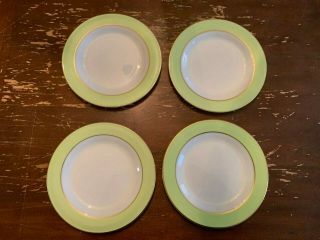 Vintage Pyrex Lime Green With Gold Trim 10 Inch Dinner Plate Set Of 4 J