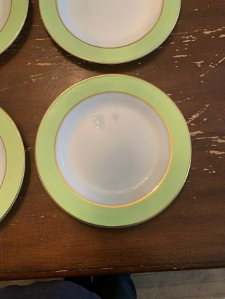 Vintage Pyrex Lime Green With Gold Trim 10 Inch Dinner Plate Set Of 4 J 2