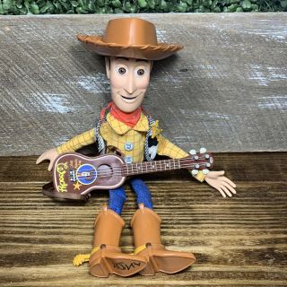 Toy Story Pull String Woody Doll Deluxe Figure With Cowboy Hat And Guitar Disney