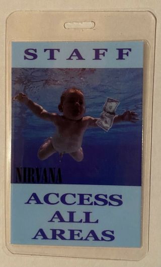 1991 Nirvana Laminated Backstage Pass Nevermind Tour Kurt Cobain Rare Look