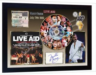 Queen Freddie Mercury Music Wembley All Stars Signed Framed Photo Cd Disc