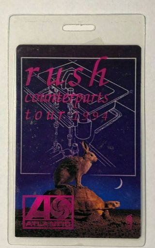 Rush Counterparts 1994 Tour Laminated Backstage Pass