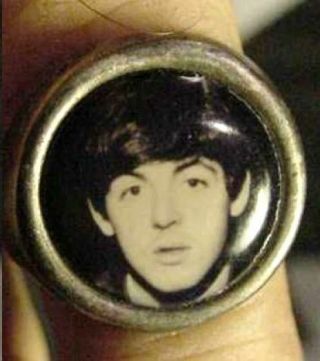 Vintage 1960s Beatles Paul Mccartney Ring Gumball 60s Art Bw Photo Adjustable