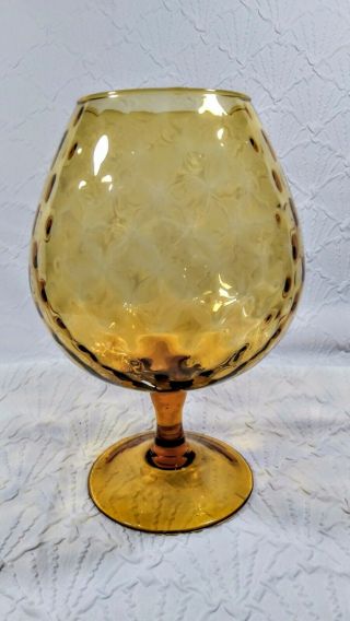 Empoli Italy Art Glass Quilted 9 " Brandy Snifter Vase Vintage Mid Century Modern