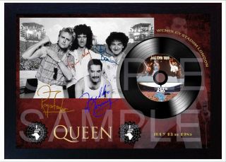 Freddie Mercury Queen Wembley Music Signed Framed Print Lp Vinyl Great Gift