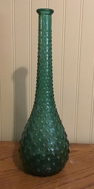 Vintage Green Bubble Genie Bottle Decanter Empoli Green 15.  5 "
