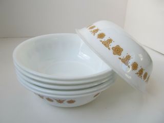 Vtg Set Of 6 Corelle Corning White Butterfly Gold Soup Salad Cereal 6 " Bowls Up
