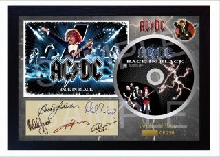 Acdc Back In Black Rock Music Signed Framed Photo Cd Disc Perfect Gift