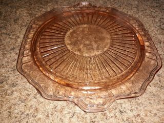 Pink Depression Glass Mayfair Open Rose 10 " Cake Plate - Footed
