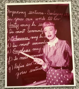 Exc.  Our Miss Brooks Eve Arden Color 8x10 At Blackboard 1950s Tv Promo Photo
