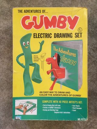 Vintage Adventures Of Gumby Electric Drawing Set 1966 Lakeside Toys 8273 U5a