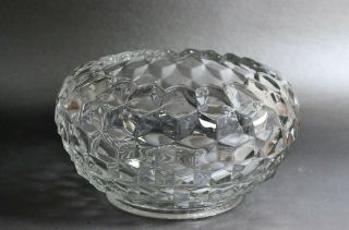 Vtg Fostoria American Clear Cubist Glass Cupped Rose Bowl Vase 8 " Large