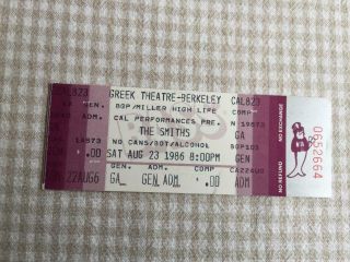 The Smiths Ticket Greek Theatre Berkerley 23/08/86 Queen Is Dead Tour 0652664