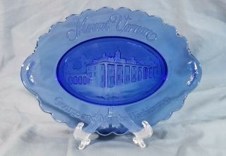 Vintage Fostoria Glass for Avon Washington Goblets & Mt Vernon Plate Cobalt Blue 3