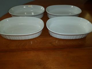 4 Corning Ware French White Oval Individual Casserole Dishes 15 Oz.  F - 15 - B