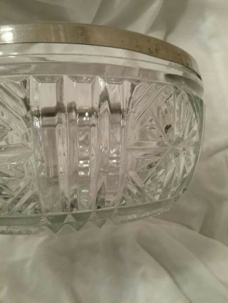 VINTAGE CRYSTAL BOWL SILVER RIM DEEPLY CUT Made in ENGLAND 3