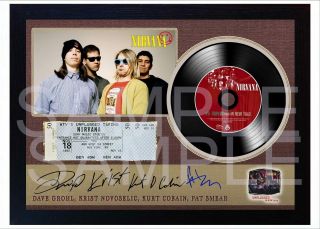 Nirvana Unplugged In York Music Signed Framed Print Lp Vinyl Perfect Gift