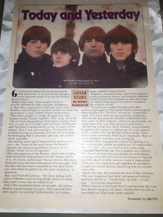 Toronto Sun TV Guide - Beatles Cover Issue - November 19th,  1995 3