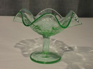Vintage Vaseline Uranium Green Glass Compote Candy Dish 2