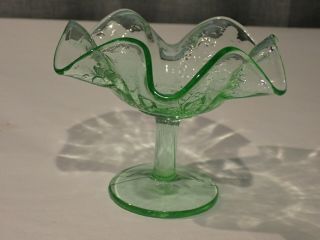 Vintage Vaseline Uranium Green Glass Compote Candy Dish 3