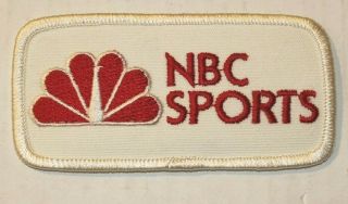 Vintage Nbc Tv Sports Patch Red Letters White Background 4 " X 2 " Rectangle Shape