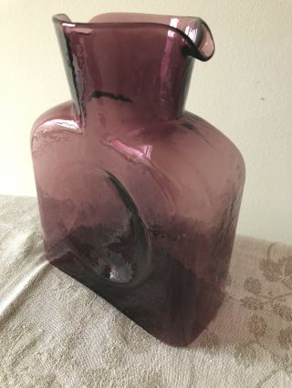 Vintage Blenko Purple Double Spout Water Carafe Pitcher Bottle Vase