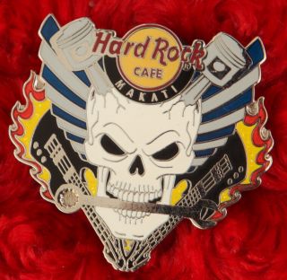 Hard Rock Cafe Pin Makati Motorcycle Skull Wing Le 300 Biker Flame Guitar Logo