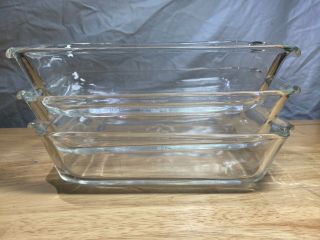3 Vintage Anchor Hocking Fire King 1 Qt Glass Bread Loaf Baking Pan Dish 441