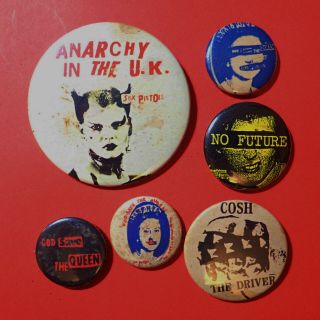Sex Pistols,  Clash,  Sid Vicious,  999,  Slf,  Bin Lid,  Punk Pin Badges,  Some Rust
