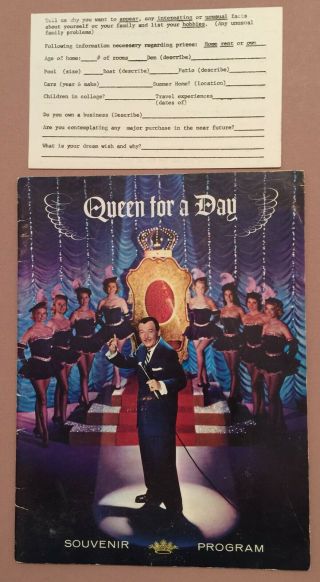 Souvenir Program 1962 Queen For A Day Tv Show Abc Television
