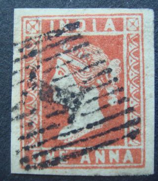 British India 1854 Imperf 1 Anna Red 4 Margins Expert Mark