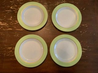 Vintage Pyrex Lime Green With Gold Trim 10 Inch Dinner Plate Set Of 4 I