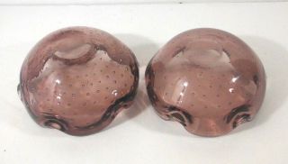 2 PURPLE MURANO? CONTROLLED BUBBLE DISH ASH TRAY CANDY BOWL,  PAPER WEIGHT 3