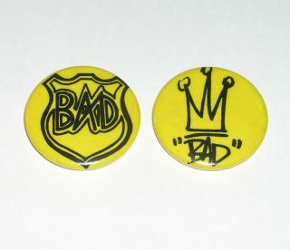 Big Audio Dynamite Vintage 1980s Bad Badge Pin Button Set Of 2 The Clash